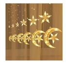 Cortina estrela/lua 105led brq fio de couro 8f bivolt