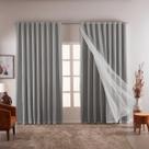 Cortina Grande Cinza Para Janela 4,50x2,70 Blecaute Voal