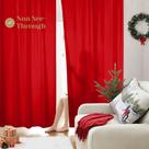 Cortina HOMEIDEAS 132x213 cm, vermelha de Natal, Privacy Sheer, 2 painéis