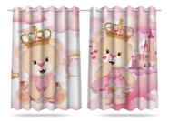 Cortina Infantil Quarto Criança Ursinha Princesa 2,60x1,50m Cortina Infantil Quarto Criança Ursinha Princesa 2,60x1,50m
