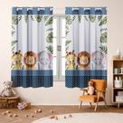 Cortina Infantil Safari Baby 2,00x1,50 Decorativa para Quarto e Janela