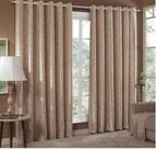 Cortina Jacquard Sala e Quarto 4,00x2,50 Bege Ilhós Quadrado Cromado Cortina Jacquard Sala e Quarto 4,00x2,50 Bege Ilhós Quadrado Cromado