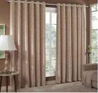 Cortina Jacquard Sala e Quarto 5,00x2,50 Bege Ilhós Quadrado Cromado Cortina Jacquard Sala e Quarto 5,00x2,50 Bege Ilhós Quadrado Cromado