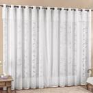 Cortina Jade para Trilho Comum Tecido Renda Floral 3,00m x 2,50m Sala Quarto - Branca