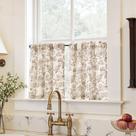 Cortina JINCHAN 66x61 cm Lino Floral 2 Paños Taupe Cortina JINCHAN 66x61 cm Lino Floral 2 Paños Taupe