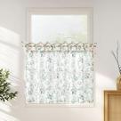 Cortina Jinchan 91x91 cm Lino Floral con Lazos en Verde