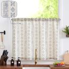 Cortina jinchan Boho Kitchen Tier 61x24cm Linho Azul Bege Cortina jinchan Boho Kitchen Tier 61x24cm Linho Azul Bege