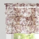 Cortina Jinchan com Babados em Linho Floral, Bandô 46x18 cm