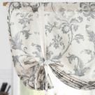Cortina Jinchan con Amarre, Cenefas de Lino Floral Gris de 137 cm