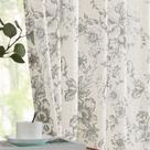 Cortina jinchan Linen Blend Floral 240x110 cm com bolso de haste