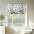 Cortina Jinchan visillo de lino floral para pelmet 45" azul