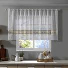 Cortina KazzaVip de Renda sem Forro para Cozinha Valencia Galinha Retro 2,00m,x,80cm Branco