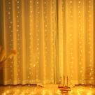 Cortina Led 3x3m 400 Leds Estrobo Branco Quente Fio Transparente Macho Fêmea
