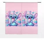 Cortina Lilo Stitch Rosa Decoração Quarto