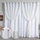 Cortina Linho Flame Voil de Gaze 4,00m x 2,60m com Forro e Abraçadeira