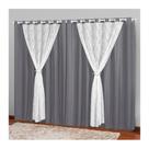 Cortina Longa Tecido Renda 3,00x2,50 Oferta Cinza Marrocos