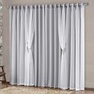Cortina Mabelle 2,00m x 1,70m Cinza Semi Blackout Com Voal Sala ou Quarto Para Varão Simples Cortina Mabelle 2,00m x 1,70m Cinza Semi Blackout Com Voal Sala ou Quarto Para Varão Simples