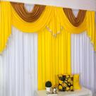 Cortina Mayara Varão Duplo Malha e Franja 3,00m x 2,60m Sala Quarto - Amarelo Mostarda Branco
