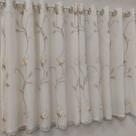 Cortina Meia Parede Voil Bordada Floral Com Forro Microfibra 3,00x1,80
