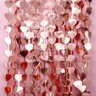 Cortina metalizada coração 1x2m rose