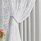 Cortina Monalisa 2,00M X 1,70M Tecido Blackout Com Renda Floral Luxo Varão Simples - Gelo