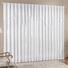 Cortina Nicole 4 Metros Branca Tecido Microfibra Com Renda Floral Sala Quarto