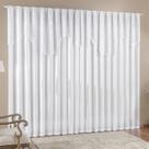 Cortina Nicole 4 Metros Branca Tecido Microfibra Com Renda Floral Sala Quarto