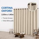 Cortina Oxford Bege Blackout Corta Luz 2m x 1,40m Para Varão Sala e Quarto Tecido Grosso Lisa Elegante
