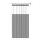 Cortina Para Box Banheiro Pvc Antimofo Ganchos Com Visor Transparente Cor Preta 1,38x1,98m Cor:Cinza