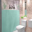 Cortina Para Box De Banheiro Plástico Lisa Impermeável Panda Verde/Branca
