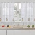 Cortina Para Cozinha Com Bandô Renda Flores 2,00m X 2,50m Varão 2m - Branco