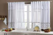Cortina para Cozinha em Renda 2,50 x 1,20 m - Tulipas Branca Cortina para Cozinha em Renda 2,50 x 1,20 m - Tulipas Branca