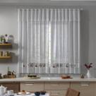 Cortina Para Cozinha Renda 2,00x1,20m com Bandô Estampa Café Bule Branca