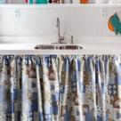 Cortina para Pia Cozinha Oxford Estampada 140x80cm Lavável e Não Precisa Passar