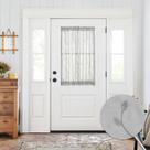 Cortina para puerta Jinchan traslúcida gris con bordado floral 100x102 cm Cortina para puerta Jinchan traslúcida gris con bordado floral 100x102 cm