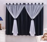 Cortina para quarto bebê fundo marinho com voal branco