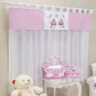 Cortina Para Quarto de Bebê Garden Rosa 03 peças - Coleção Encanto