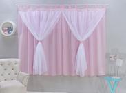 Cortina para Quarto Do Bebê 2,00m X 1,70m com Voal Rosa