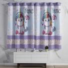Cortina para Quarto Donuts Unicórnio Lilás/Rosa 2,00m x 1,50m - Para Varão Simples