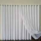 Cortina Para Quarto Sala Porta Janela Voil Bordado Com forro Microfibra 4,00x2,50 para varão