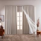 Cortina Para Sala Quarto 3,00x2,70 Voal Com Forro Black Out