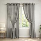 Cortina Para Varão Ilhós Cromado Voil Flame Gaze Linho Luxo Decoração Sala 2,80x1,80m