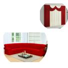 Cortina Paris 02 Metros + Kit Capa Sofá Canto 5/6 Lugares Vermelho
