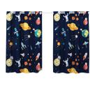 Cortina Pequena Quarto Criança Infantil Varao Simples Decoração 2,00x1,40 Menino Astronauta Jupiter Marinho Basica