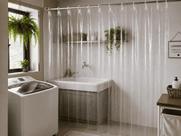 Cortina PVC Transparente 2,10x2,10 Metros para Lavanderia Área de Serviço + Presilhas