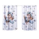 Cortina Quarto Criança Infantil Pequena 2,00x1,40 Bebe Berço Americano Nacional Menino Ursinho Aviador Azul