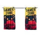 Cortina Quarto Criança Infantil Pequena 2,00x1,40 Decorativa Varao Simples Menino Video Game Amarelo