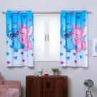 Cortina Quarto Criança Infantil Pequena 2,00x1,40 Varao Simples Decorativa Menina Stich Rosa