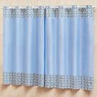 Cortina Quarto Infantil Bebe Ilhos Menino Azul Estampada Triangulo Baby Azul2x1,70m