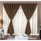 cortina quarto voal liso marron com forro branco 4,00x2,80